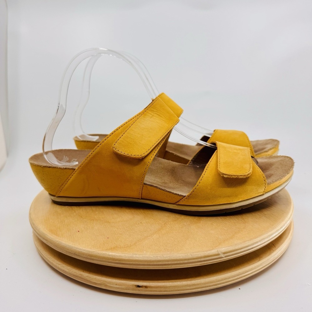 Dansko Vienna Sandals Shoes Womens 10.5 41 yellow Leather Slide Wedge Comfort - Picture 4 of 7